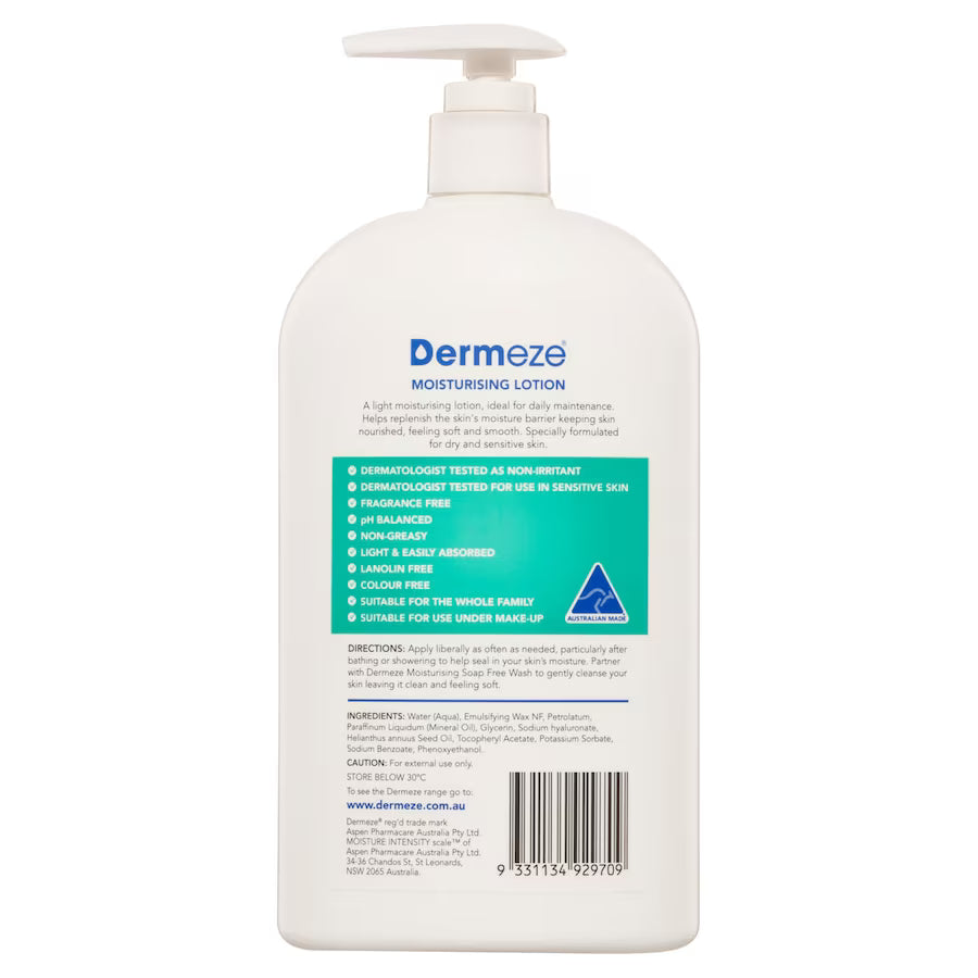 Dermeze Moisturising Lotion Bottle 500ml