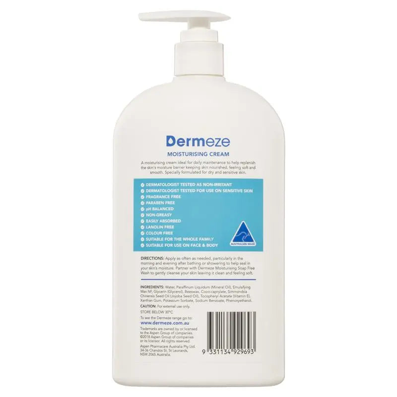 Dermeze Moisturising Cream Bottle 500g