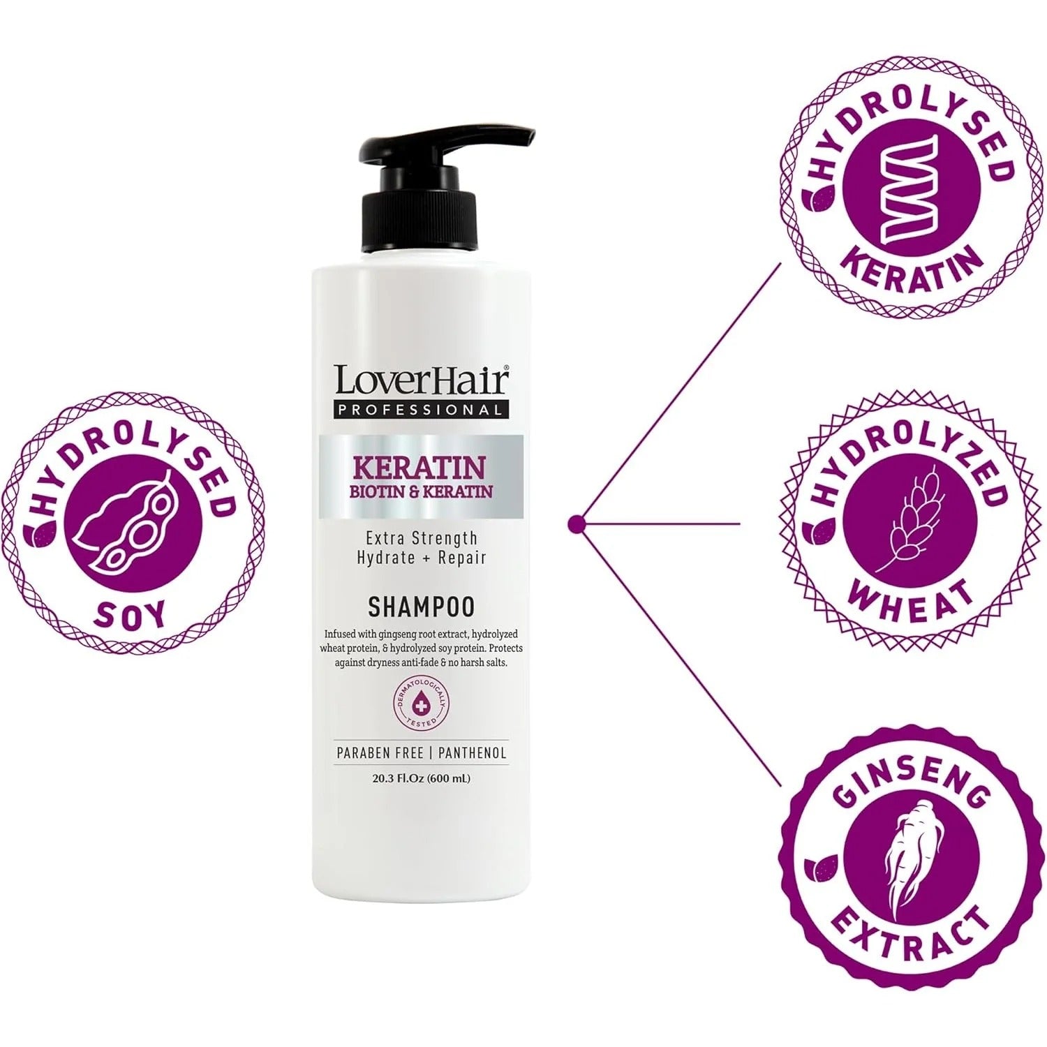 LoverHair Professional Keratin and Biotin Plus Repair Shampoo